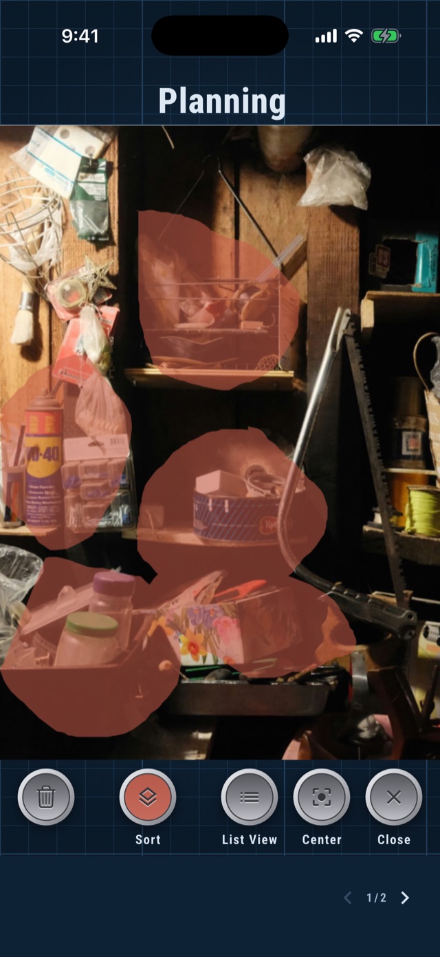 Objects lassoed out of a photo of the space