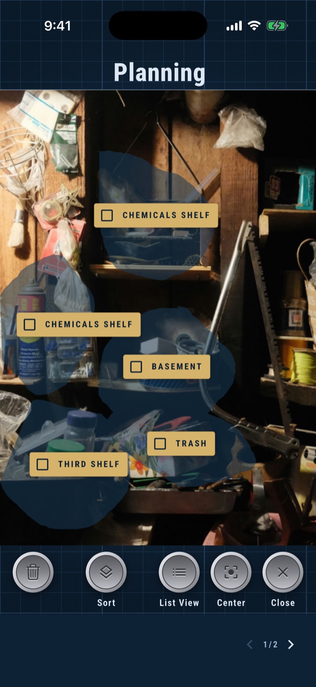Lassoed objects labeled with their destinations